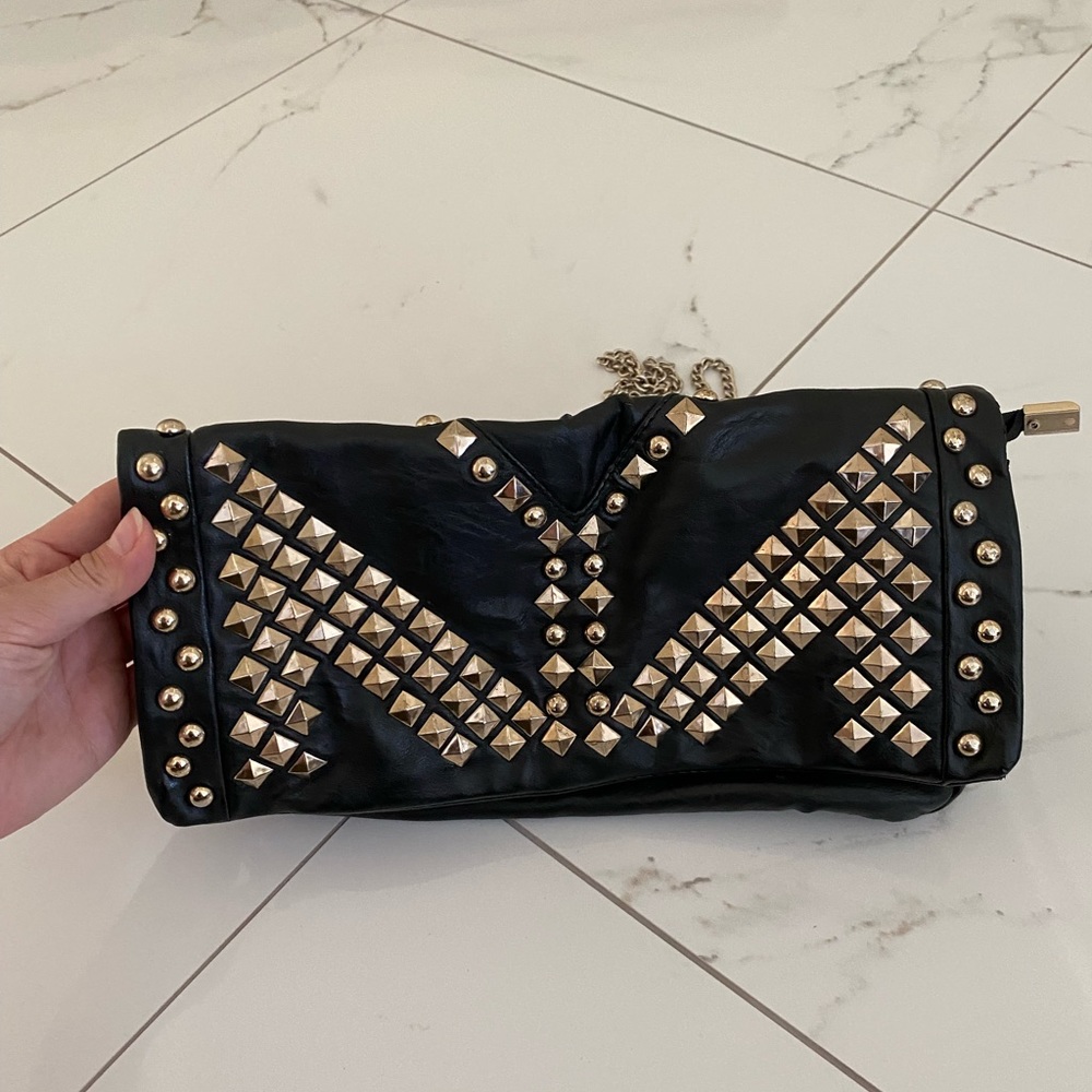 Black crossbody studded bag